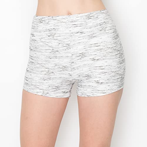 Image of ALWAYS Women Workout Yoga Shorts - Premium Soft Solid Stretch Cheerleader Running Dance Volleyball Short Pants Space Dye Heather Grey XS