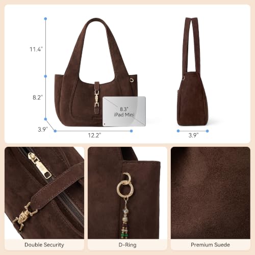 Image of BOSTANTEN Suede Shoulder Bag for Women Vintage Purse Dumpling Tote