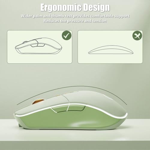 Image of Wireless Gaming Mouse Tri-Mode 2.4Ghz /Bluetooth 5.0 /Wired USB-C with RGB LED Backlit 5-Level DPI Rechargeable Ergonomic Silent Optical Mice for iMac /MacBook /Computer /Laptop, Matcha Green