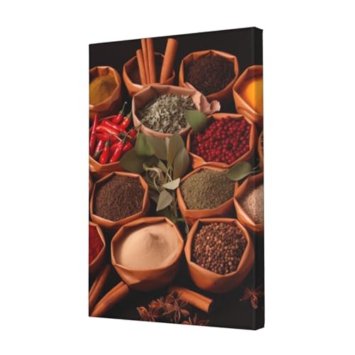 Poster d'herbes et d'épices sur toile lavable et durable pour cuisine