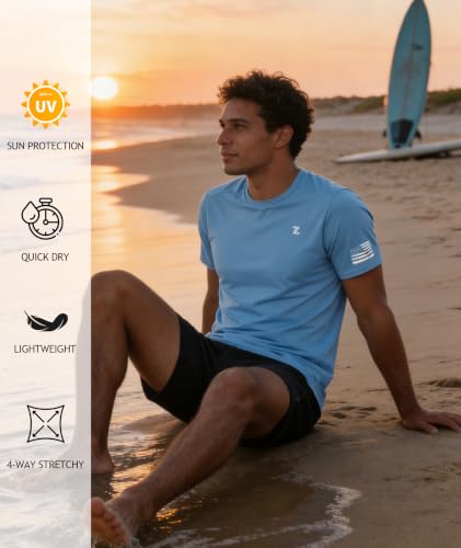Men Rash Guard Shirts UV UPF 50+ Sun Protection Swim Shirt Short Sleeve Workout T-Shirts Lightweight Moisture Wicking Running Athletic Tee - image 3