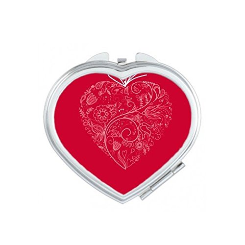 Miroir de poche portable mignon petit miroir de main au motif fleurs rouges