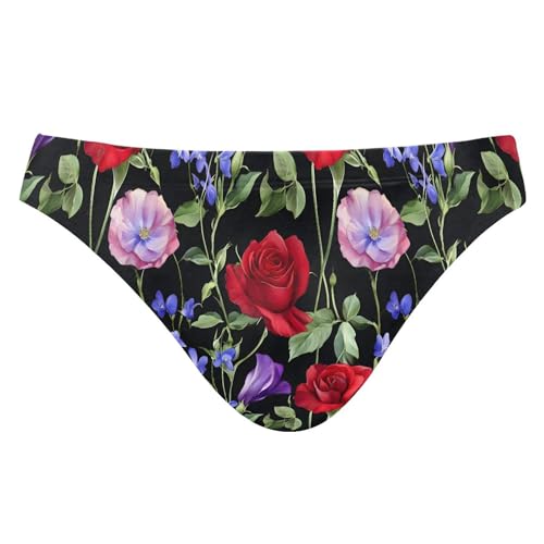 Rose Flowers Swim Briefs for Men Swimsuit Bikini Swimwear S B0403704