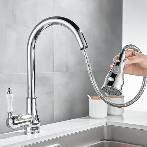Mitigeur cuisine extractible laiton or robinet évier eau chaude froide 2 jets