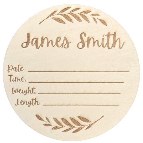 Image of Customizable Baby Name Wooden Announcement Sign - Large 6-Inch “Hello World” Newborn Name Sign for Hospital Birth Announcements and Newborn Photography Props for Boys and Girls (Personalized Name)