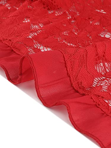Image of Allegra K Women's Elegant Lace Cardigan Ruffle Collar Crop 3 /4 Sleeve Sheer Bolero Floral Lace Shrug Top
