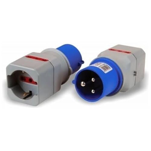 Adattatore da Spina CEE Monofase a Presa Schuko e Doppia Bivalente 16A - 230V 2P+E IP20 (CEE a Schuko + Bivalente)