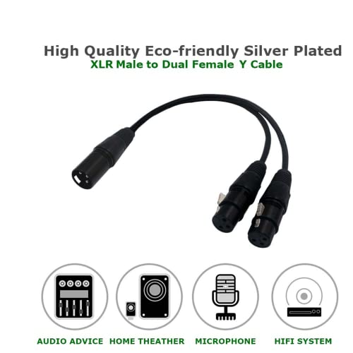 BRIEFCEC 2pcs XLR Splitter Cable, Microphone Y Cable 1 Male to 2 Female 3 Pin Jack Splitter Cord Audio Adapter - Image 4