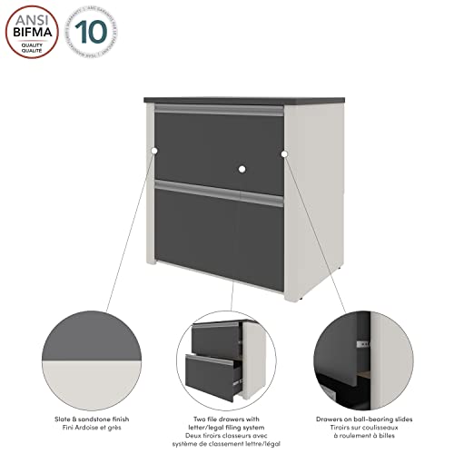 Bestar Connexion 2 Drawer Lateral File Cabinet, 30", Slate/Sandstone #TOP5