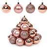 Rose Gold Christmas Baubles 6cm Set of 20 Mixed Style Pack Shatterproof Xmas Tree Decorations Rose Gold Bauble Set for Christmas Tree Décor