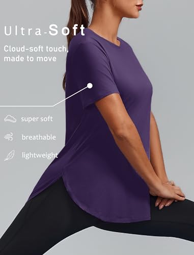 Image of PINSPARK Workout Tops for Women Short Sleeve Athletic Shirts UPF 50+ Quick Dry Running Outfits for Exercise Gym Hiking S-3XL