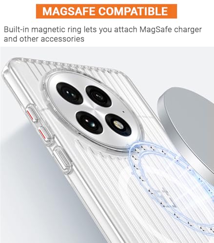 Image of Kapa Matte Magnetic Wave Grip Back Cover for OnePlus 12 | [MagSafe Compatible] Wireless Charging, Slim, Metal Buttons Frosted Back Case (White)