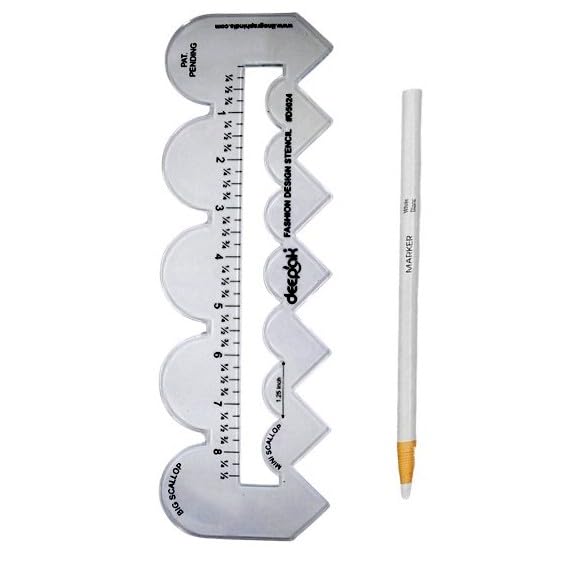 Prabhas Designs 4 in 1 Multipurpose Scallop Scale and White Self-Peel, Sewing Marking Tool Combo Each 1pc ||Tracing and Marking Garments || Used for Quilting/Sewing/Embroidery and Fashion Designing-image-4