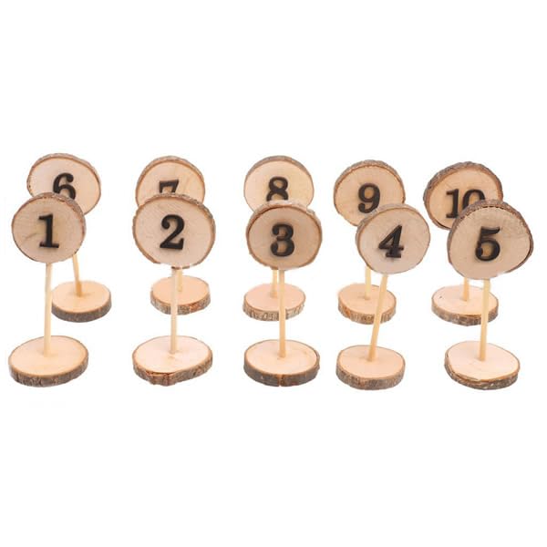 Losuya Wedding Table Numbers 1 to 10 Wooden Table Numbers with Holder Base for Wedding Home Decoration