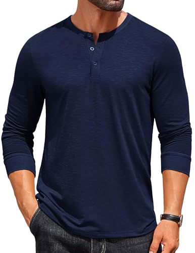 COOFANDY Mens Henley Shirts Long Sleeve T Shirts Casual Lightweight Fashion Button Pullover Tee Shirt
