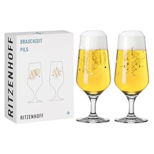 RITZENHOFF 3471001 Bierglas 300 ml – Set van 2 – Serie Brauchzeit Motief Nr. 1 – Hop, meerkleurig – Made in Germany