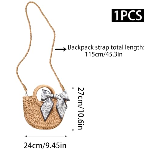 Bolso de hombro tejido, bolsa cruzada de paja para mujer miniatura 3