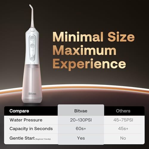 image for Bitvae Water Dental Flosser Teeth Pick, Cordless Flosser for Travel wi