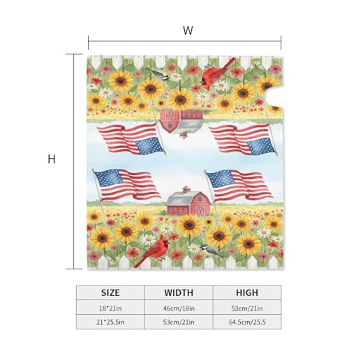 Image of American Flowers Field Farm Flag Mailbox Cover Magnetic Rural Sunflowers and Birds Waterproof Mailbox Wraps Post Letter Box Decor 25.5x21 in