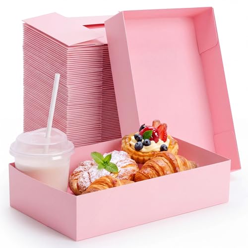 Image of Chinco 100 Pieces Paperboard Kraft Food Trays 4 Corner Pop up Food Tray Disposable Foldable Cardboard Movie Night Snack Party Container Box for Holding Drink at Stadiums or Theaters (Pink)
