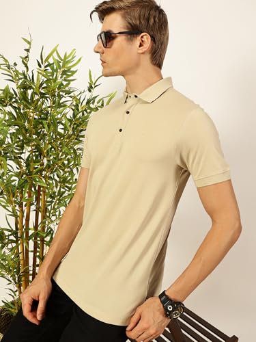 Image of Thomas Scott Men's | Solid | Half Sleeve | Regular Fit | 100% Cotton | Polo Collar | Button Closer | Casual Tshirt
