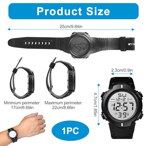 Waterproof Referee Watch Football with Wrist Timer, Black LED Digital Wrist Stopwatch Big Face Military Referee Stopwatch Sports Watch for Coaches Running Training - Image 3