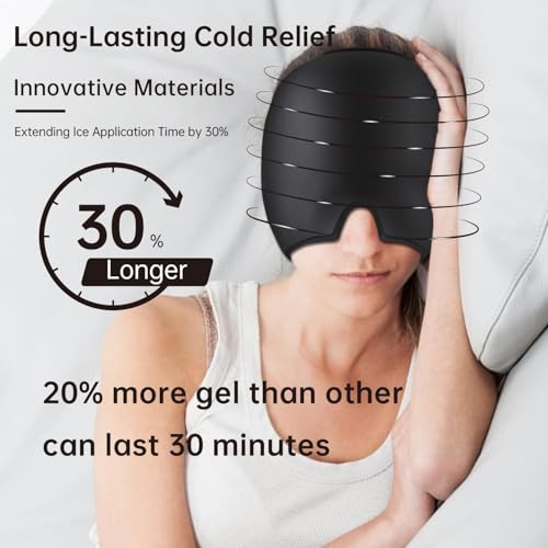 Image of Migraine Relief Cap - BUYERZONE Hot & Cold Therapy Headache Cap for Migraine, Sinus & Tension Relief | Thermax Gel Ice Head Wrap for Instant Comfort & Relaxation - Reusable Migraine Cap for Men & Women