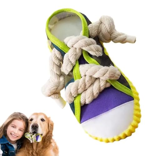 YOFDAL Giocattoli da Masticare Morbidi per cani di Piccola Taglia,Giocattoli interattivi,Design Realistico della Scarpa in Tela,Regali per la Dentizione per Cani(Giallo)