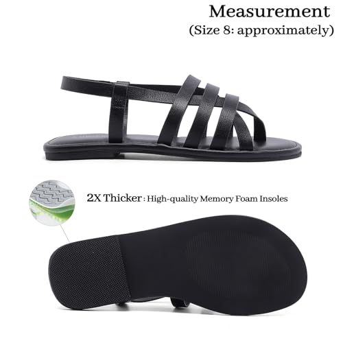 Image of Luoika Women's Wide Width Flat Sandals, Flip Flop Casual Strapy Sandals Slip on Summer Beach Shoes for Women.