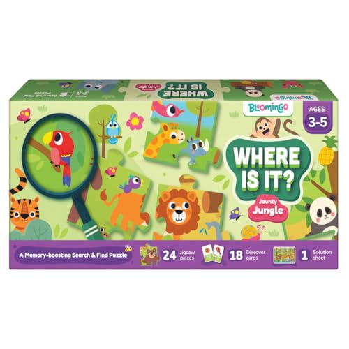Bloomingo Search and Find Puzzle Kit:Jaunty Jungle - Discover Hidden Jungle Animals with Memory Boosting Search Challenges, Discovery Cards & Solution Sheet - for Boys & Girls Ages 3,4,5,Kids (B0CZ3C8GGS) Amazon Price History, Amazon Price Tracker