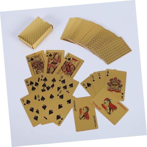 Didiseaon wasserdichte Goldfolie Poker Spielkarten Glänzend Strapazierfähiges Kunststoffmaterial Robust und Handlich für Zuhause Bar und Büro Kartenspiel für Erwachsene und Freunde – Bild 4