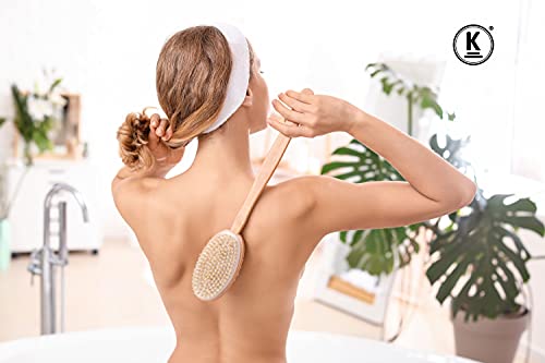 K-Pro Back Brush with Long Handle - Body Brush Long Soft and Hard bristles - Image 2