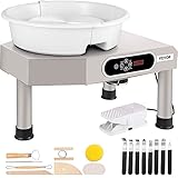 【HERRAMIENTAS DE ESCULTURA COMPLETAS】- Un conjunto de herramientas de modelado (herramientas de acero inoxidable de 8 piezas + herramientas de madera de 8 piezas) proporcionadas por este torno de alfarería lo ayuda a crear sus vajillas, jarrones y piezas de arte de cerámica. Adecuado para la enseñanza escolar, barra de cerámica, uso doméstico, etc.