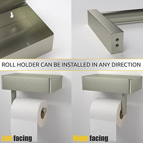 Sayoneyes Brushed Nickel Toilet Paper Holder With Shelf And Storage – Premium Quality Sus304 Stainless Steel Flushable Wipes Dispenser – Screw And Adhesive Toilet Paper Holder For Bathroom (Large) #TOP4