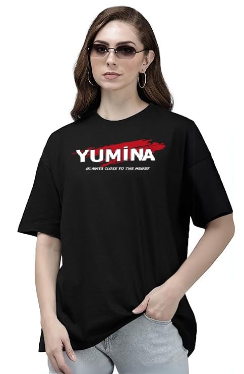 Women's Round Neck Poly Cotton Always Close to The Heart Printed Oversize T-Shirt