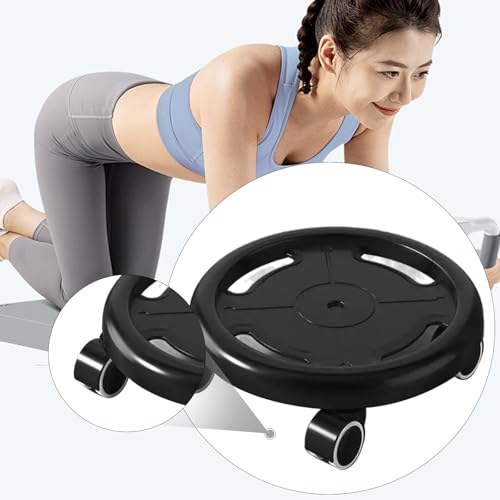 Milageto Disco de Rodillo Abdominal, Placa de Rueda para músculos Abdominales, Rodillos Abdominales, Rodillos de Cuatro Ruedas, Deslizadores con Ruedas, Negro - imagen 2