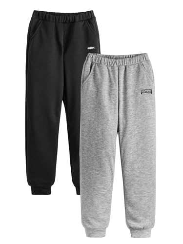Floerns Boy's 2 Pcs Elastic Waist Sweatpants Running Pants with Pocket