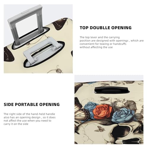 Travel Luggage Cover Elastic Suitcase Protector Washable Baggage Covers Fit For 22-24 Inch Luggage Rose Flower Skull Butterfly Suitcase Cover M3