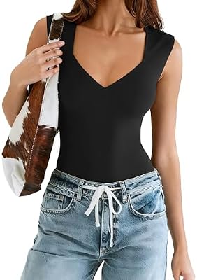 Avidlove Body Suits for Womens V Neck Bodysuit Tank Top Double Lined Body Suit Basic Thong Vacation...