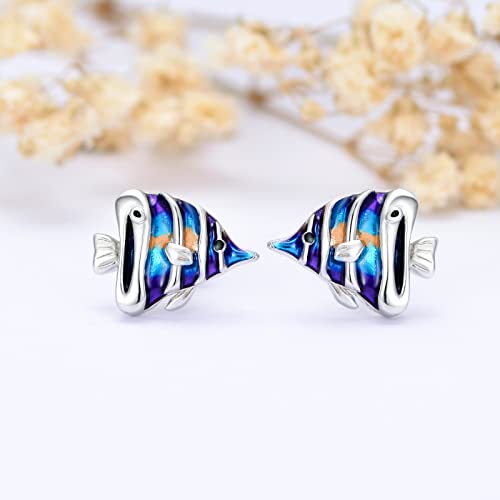 SHUSUKUE Tropical Fish Earrings 925 Sterling Silver Tropical Fish Stud Earrings Animal Stud Earrings Ocean Sea Birthday Holiday Party Jewelry Gifts for Women by Shusukue - Image 2