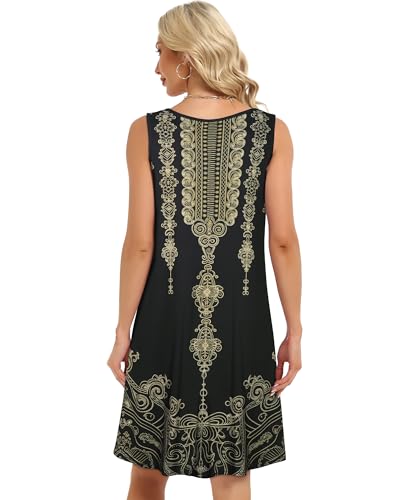 Image of elescat Womens Summer Dresses Casual V Neck Sleeveless Pockets Beach Loose Tank Sundress 2026