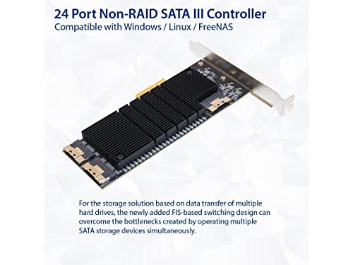 Image of IO CREST 24 Port SATA III to PCIe 3.0 x4 Non-RAID Expansion Card JMB575 JMB582 Low Profile Bracket,SI-PEX40169