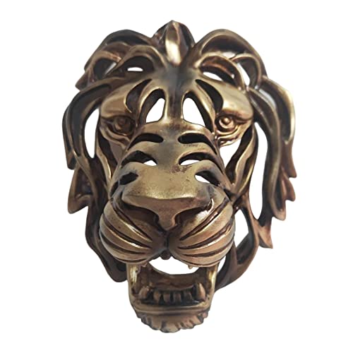 Art mural tête de lion creuse en résine au design sculpté élégant