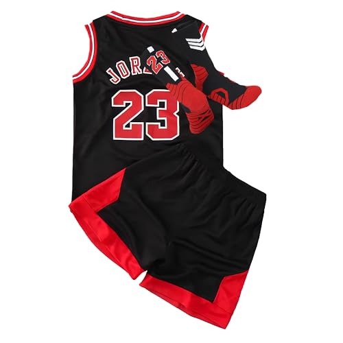 Kids Basketball Jersey Set-Youth Basketball Jersey (Tank Top+Shorts+Socks)-3pc Basketball Jerseys for Boys Girls
