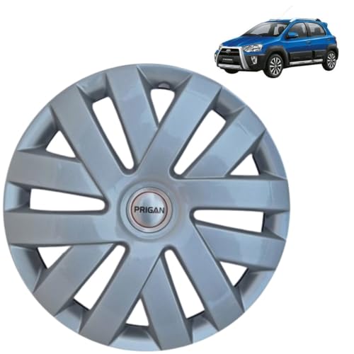Image of PRIGAN Wheel Cover for Toyota Platinum ETIOS 15 Inch Silver Wheel Cap (Available in 15 Inch) (Set of 4 Pcs) (Press Fitting) Model- Polo Silver-15