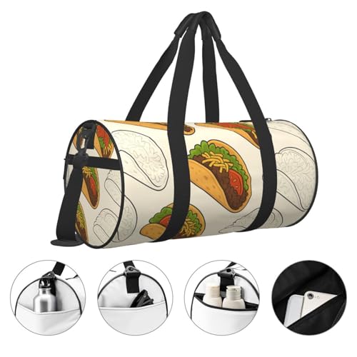 Sports Duffel Bag Taco Pattern Foldable Travel Tote Bag Weekender Sleepover Carry On Bag3
