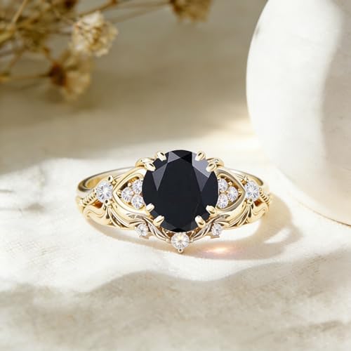 Image of Gemstone Vintage Rings for Women s925 Sterling Silver Round Cut 1.0 Carat Gemstone with Moissanite Promise Engagement Anniversary Ring for Her