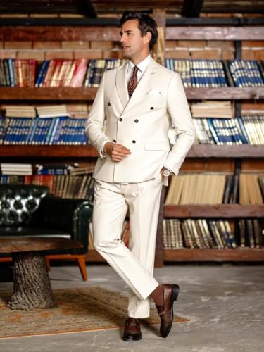 EMERAIDVLN Men's Double Breasted Suits 2 Piece Slim Fit Dress Blazer and Pants Set for Wedding Business Prom Party3