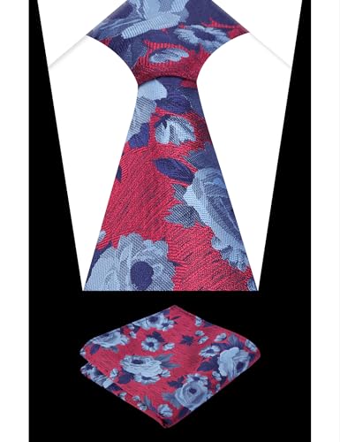 Image of Alizeal Mens 3.15'' Colorful Flower Pattern and handkerchief Necktie Set