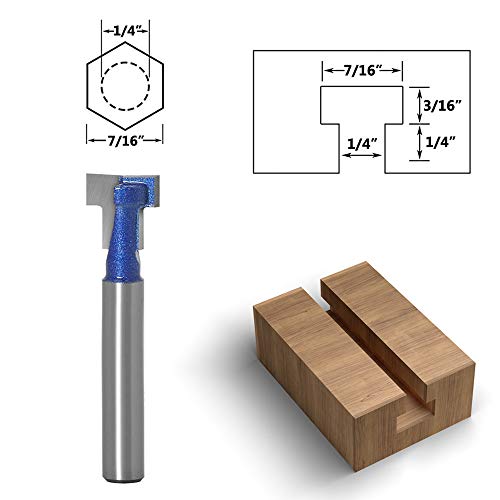 Mesee 1/4 Inch Shank T Slot Keyhole Router Bit Set, T-Slot Cutter Router Bits Steel Handle Slotted Cutter 5/8'' & 7/16'' Hex Bolts Woodworking Grooving Cutting Tool #TOP3